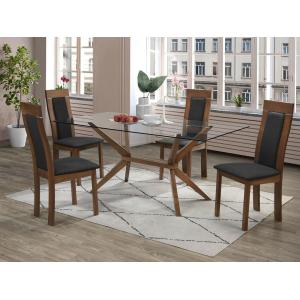 Conjunto table + 4 sillas BELINDA - Haya y nogal