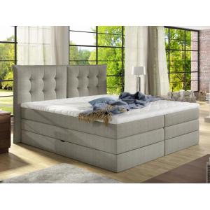 Pack boxspring de cabecero + somier abatible + colchón + cubre colchón PLAISIR de PALACIO - tela beige - 2x80x200 cm