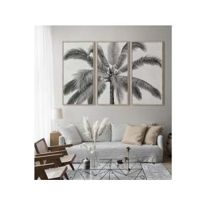Gran lienzo PALMTREE - Tríptico - 180 x 120 x 4 cm - negro y blanco