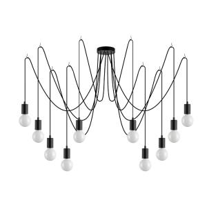 Gran lámpara industrial de 10 luces ALBUS - metal - Alt. 190 cm - Negro