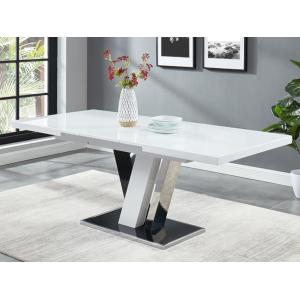 Mesa de comedor extensible WESTON - MDF y cristal - Negro y blanco