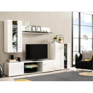 Mueble TV LORETTA con compartimentos - LEDs - Color blanco