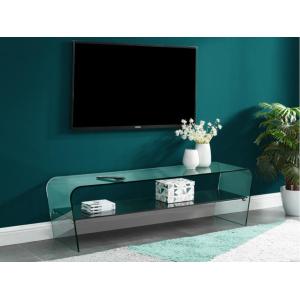 Mueble TV KELLY- Cristal curvado y tablero negro