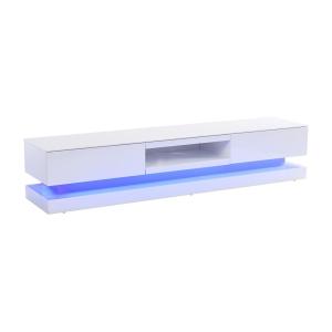 Mueble TV FIRMAMENT - MDF lacado blanco - LEDs - 2 cajones y 1 estante