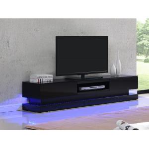 Mueble TV FIRMAMENT - MDF lacado negro - LEDs - 2 cajones y 1 estante