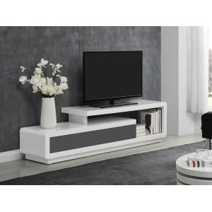 Mueble TV ARTABAN - 2 cajones - MDF lacado - Blanco y gris