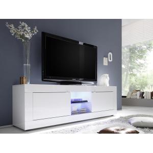 Mueble TV COMETE - LEDs - 2 puertas - Blanco lacado
