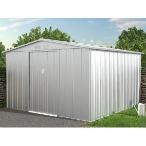 Caseta de jardín de acero galvanizado gris LINUS - 9,92 m²