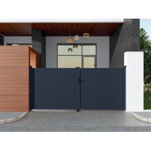 Portón de aluminio color antracita NAZARIO - Ancho 350 x Alt. 158 cm