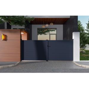Portón de aluminio color antracita NAZARIO - Ancho 392 x Alt. 158 cm