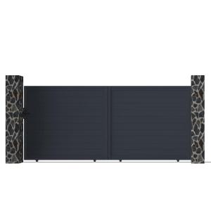 Portón corredero de aluminio antracita NAZARIO - Ancho 392 x Alt. 173 cm
