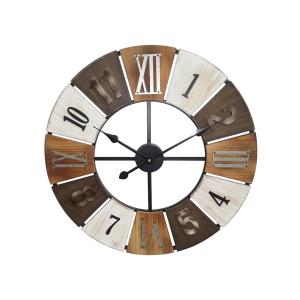 Reloj de pared estilo industrial GALWAY - metal y madera - D.60 cm - multicolor