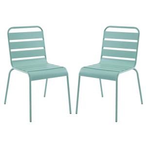 Lote de 2 sillas de jardín apilables de metal - verde almendra - MIRMANDE