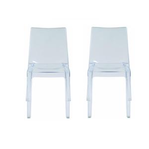 Conjunto de 2 sillas apilables LUCINDA - Policarbonato - Transparente