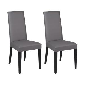 Conjunto de 2 sillas TACOMA - Piel sintética - Gris y patas negras