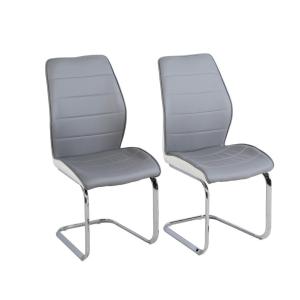 Conjunto de 2 sillas TYLIO de piel sintética - Gris y blanco