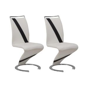Conjunto de 2 sillas TWIZY - Piel sintética - Blanco con borde negro