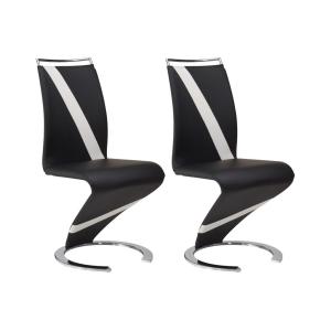Conjunto de 2 sillas TWIZY - Piel sintética - Negro con borde blanco