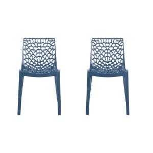 Conjunto de 2 sillas apilables DIADEME - Polipropileno - Azul