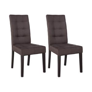 Conjunto de 2 sillas VILLOSA - Tela marrón y Patas de madera oscura