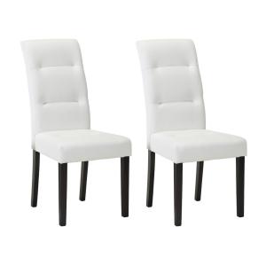 Lote de 2 sillas TADDEO - Piel reconstituida blanca - Patas de madera