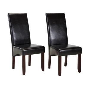 Conjunto de 2 sillas ROVIGO - Piel sintética marrón brillante - Patas de madera oscura