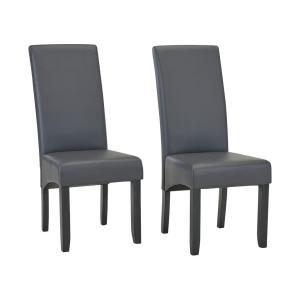 Conjunto de 2 sillas ROVIGO - Piel sintética gris mate - Patas de madera negra