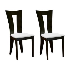 Conjunto de 2 sillas TIFFANY - Haya maciza color wengué - Asiento blanco
