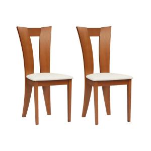 Conjunto de 2 sillas TIFFANY haya maciza color roble y blanco
