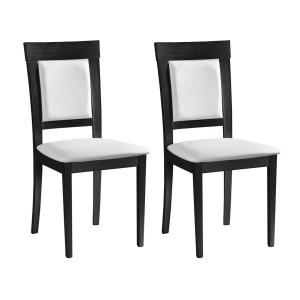 Juego de 2 sillas CALISTA - PVC y Haya - Color: wengué y blanco