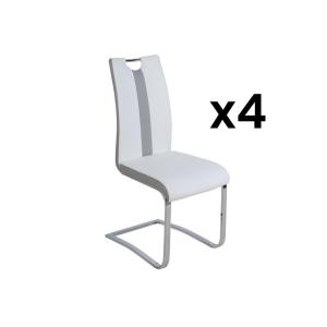 Conjunto de 4 sillas MATILDA de piel sintética - Blanco y gris