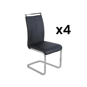 Conjunto de 4 sillas RENATA de piel sintética - Negro