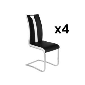 Conjunto de 4 sillas MATILDA de piel sintética - Negro y blanco