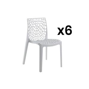 Conjunto de 6 sillas apilables DIADEME - Polipropileno - Blanco dolomita
