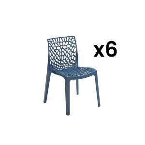 Conjunto de 6 sillas apilables DIADEME - Azul