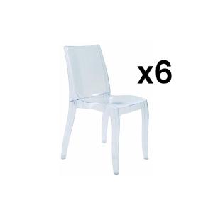 Conjunto de 6 sillas apilables LUCINDA - Policarbonato - Transparente
