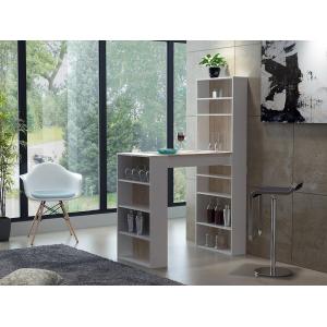 Mueble de bar con compartimentos - MDF - Natural y blanco SKARN
