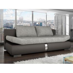 Sofá cama de 2 plazas JADEN tapizado de tela y piel sintética - Bicolor gris antracita y gris claro